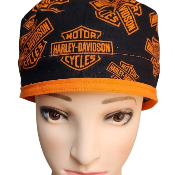 Harley Davidson Scrub Surgical Medical Cap, PONYTAIL style - Picture 1 of 3